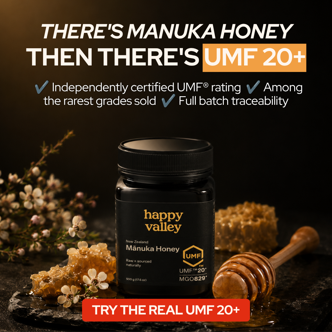 Happy Valley Honey - Mānuka Honey UMF® 20+ - Angle 1